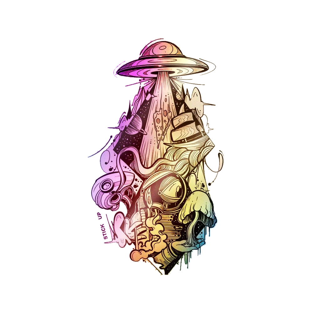 Cyborg Figure Art Holographic Stickers
